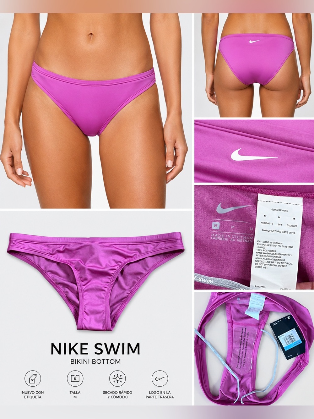 Nike Swim Bikini Bottom Pink Size M NWT